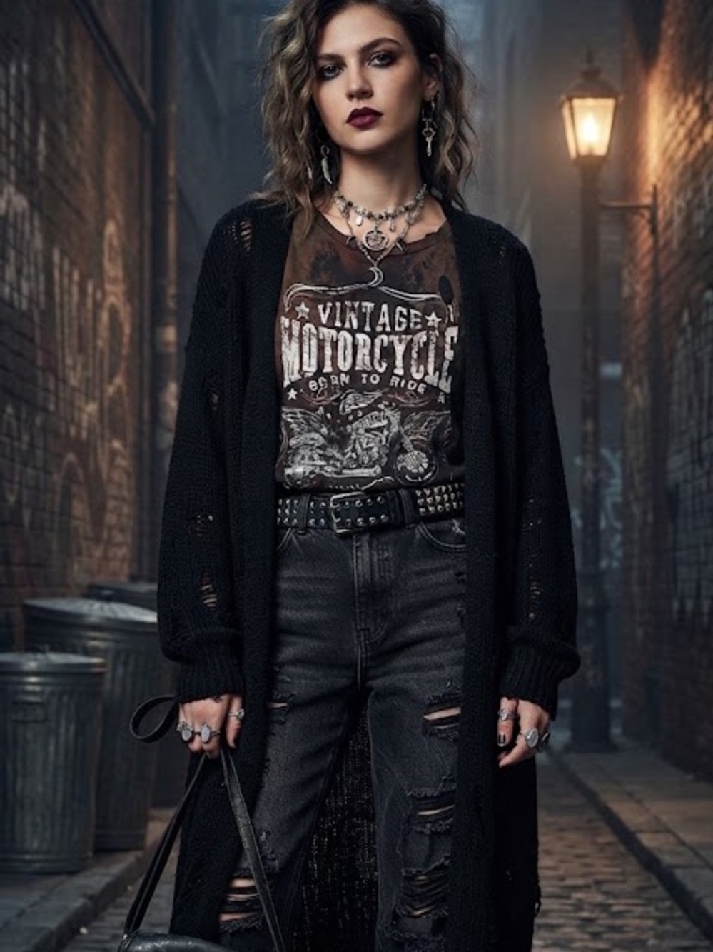 Vintage Streetwear Society Distressed Motorcycle Graphic Tee